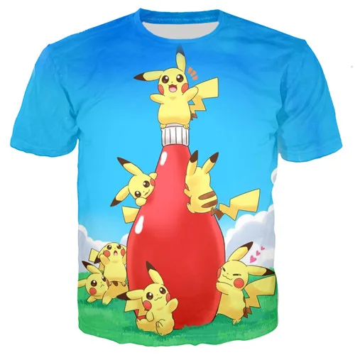3D Pokemon Detective Pikachu Print Casual T-Shirt