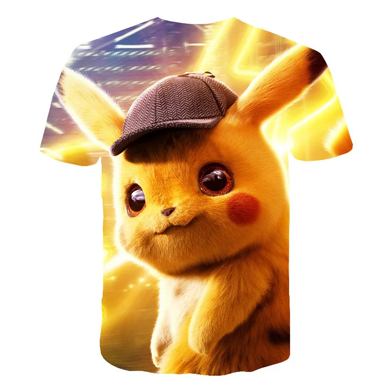 Pokemon Pikachu Detective Style 3D Printed T-Shirt Pokemon Pikachu Detective Style 3D Printed T-Shirt