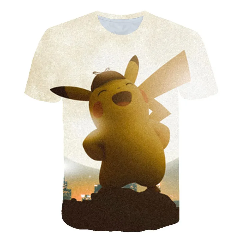 Pokemon Pikachu Detective Style 3D Printed T-Shirt Pokemon Pikachu Detective Style 3D Printed T-Shirt