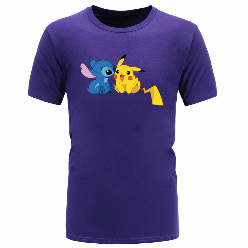 Pokemon Pikachu And Stitch Cartoon T-Shirt