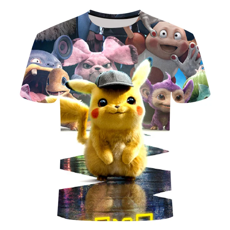 Anime Detective Pokemon Pikachu 3D Printed Casual T-Shirt Anime Detective Pokemon Pikachu 3D Printed Casual T-Shirt