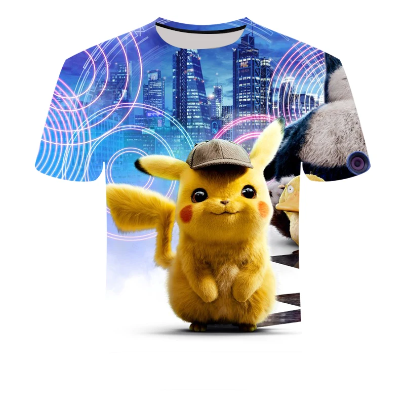 Anime Detective Pokemon Pikachu 3D Printed Casual T-Shirt Anime Detective Pokemon Pikachu 3D Printed Casual T-Shirt
