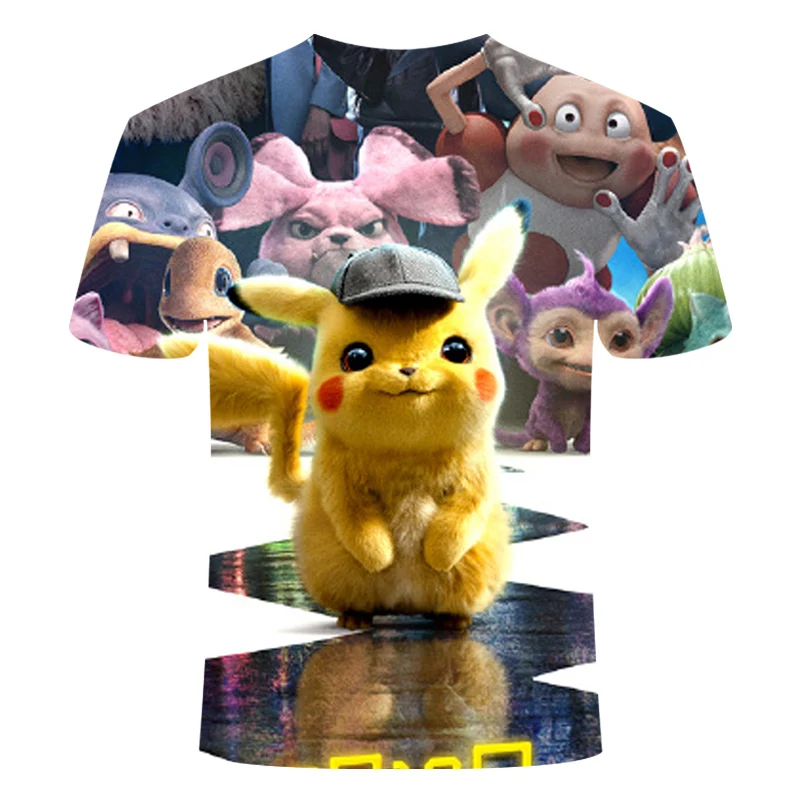 Anime Detective Pokemon Pikachu 3D Printed Casual T-Shirt Anime Detective Pokemon Pikachu 3D Printed Casual T-Shirt
