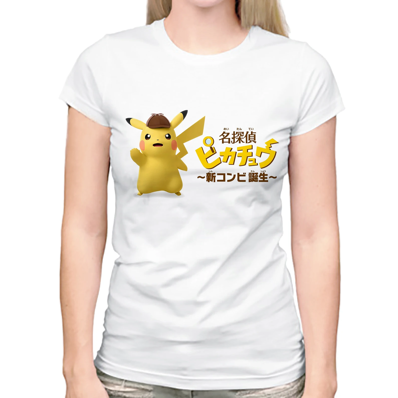 Watercolor Detective Pikachu Cartoon Casual Short Sleeve T-Shirts