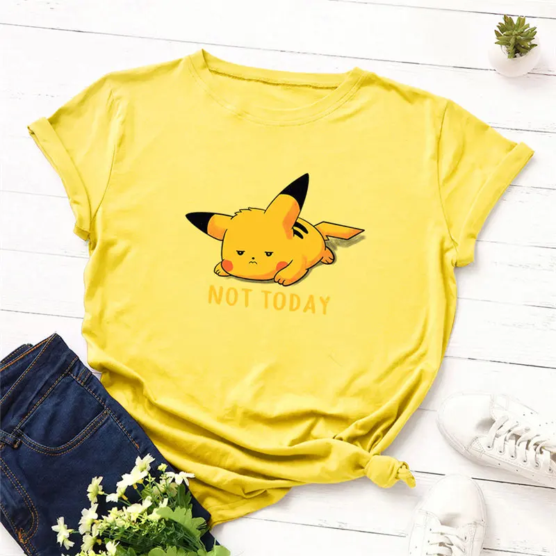 Harajuku Pikachu Printed Short Sleeve Cotton T-Shirt