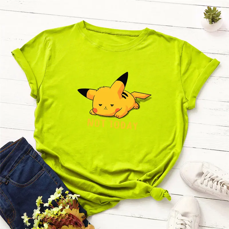 Harajuku Pikachu Printed Short Sleeve Cotton T-Shirt