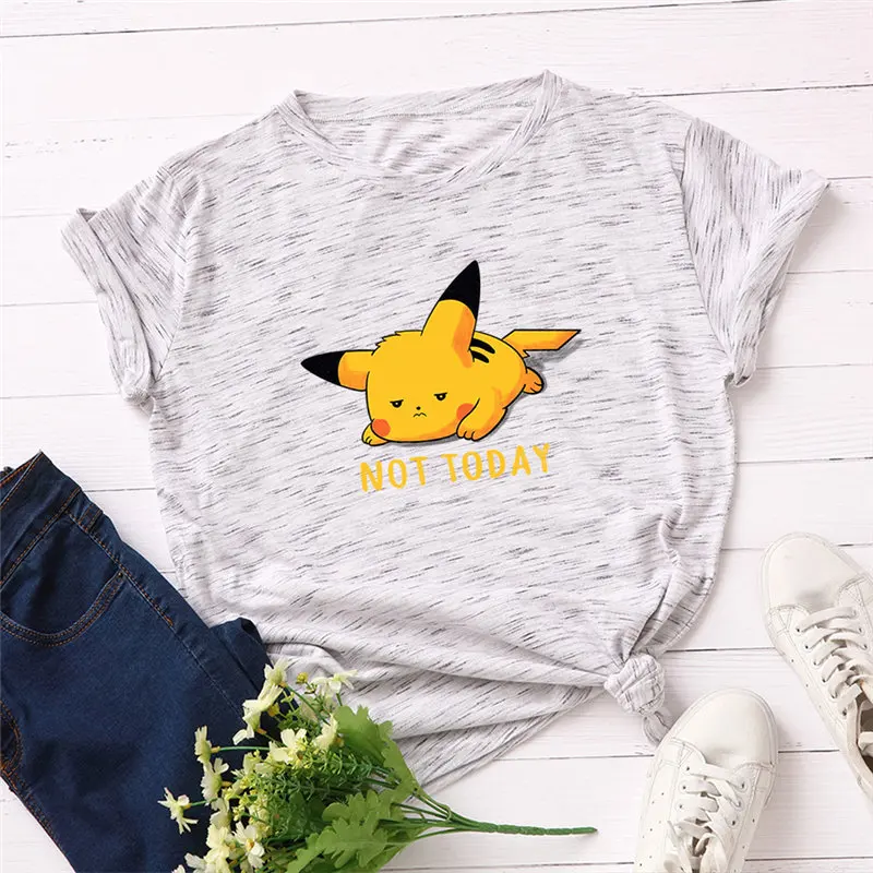 Harajuku Pikachu Printed Short Sleeve Cotton T-Shirt
