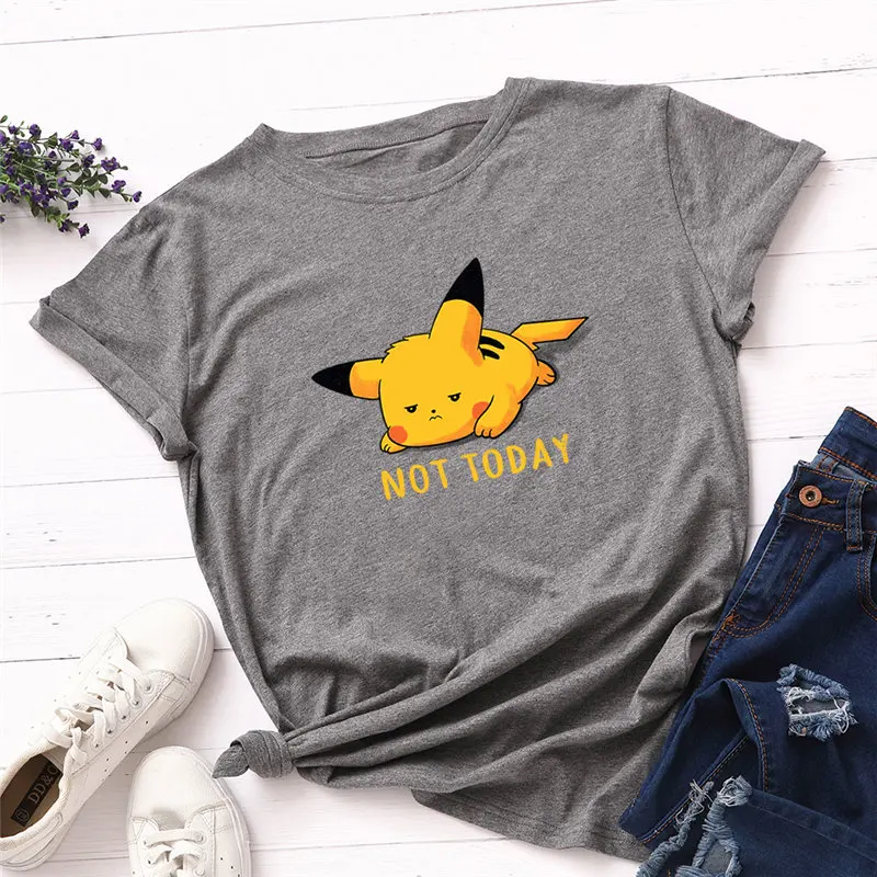 Harajuku Pikachu Printed Short Sleeve Cotton T-Shirt