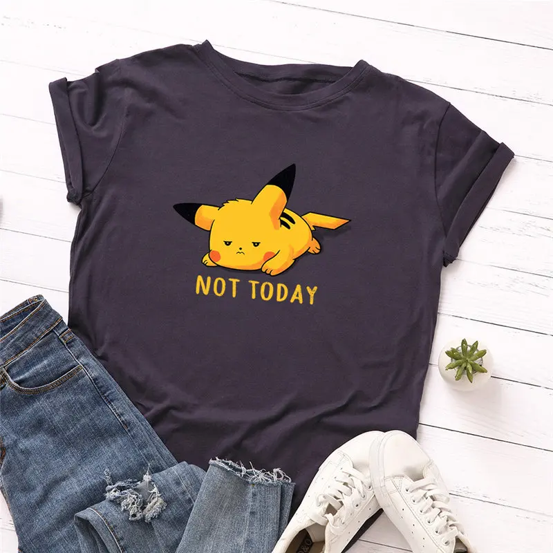Harajuku Pikachu Printed Short Sleeve Cotton T-Shirt
