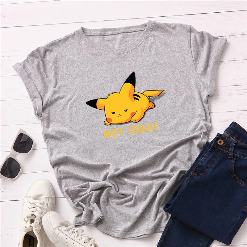 Harajuku Pikachu Printed Short Sleeve Cotton T-Shirt
