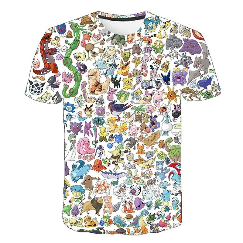 Cartoon Pokemon Print Short Sleeve T-Shirt Cartoon Pokemon Print Short Sleeve T-Shirt