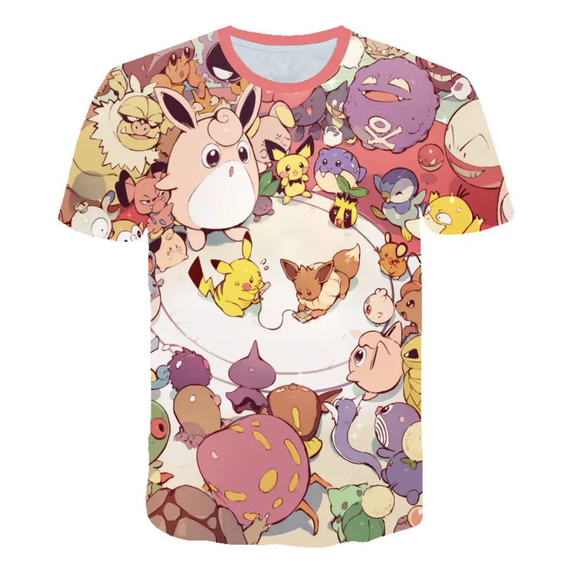 Cartoon Pokemon Print Short Sleeve T-Shirt Cartoon Pokemon Print Short Sleeve T-Shirt