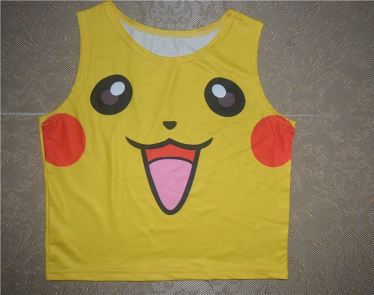 Anime Pokemon Pikachu Colorful Crop Tops Anime Pokemon Pikachu Colorful Crop Tops
