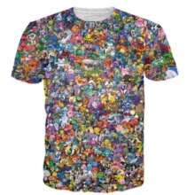 3D Anime Pikachu Kirby Mario Chocobo Print T-Shirt 3D Anime Pikachu Kirby Mario Chocobo Print T-Shirt