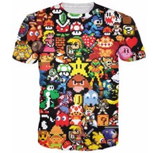 3D Anime Pikachu Kirby Mario Chocobo Print T-Shirt 3D Anime Pikachu Kirby Mario Chocobo Print T-Shirt