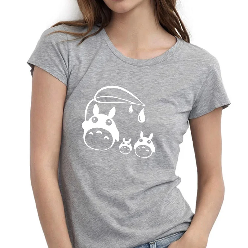 Anime Totoro With Umbrella Pattern Short Sleeve T-Shirt