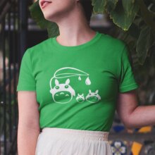 Anime Totoro With Umbrella Pattern Short Sleeve T-Shirt Anime Totoro With Umbrella Pattern Short Sleeve T-Shirt