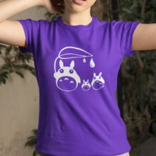 Anime Totoro With Umbrella Pattern Short Sleeve T-Shirt Anime Totoro With Umbrella Pattern Short Sleeve T-Shirt