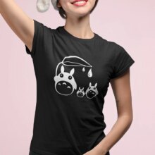 Anime Totoro With Umbrella Pattern Short Sleeve T-Shirt Anime Totoro With Umbrella Pattern Short Sleeve T-Shirt