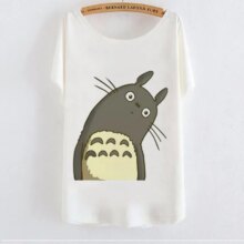 Animal Totoro Print O-neck Graphic Casual T-Shirt Animal Totoro Print O-neck Graphic Casual T-Shirt