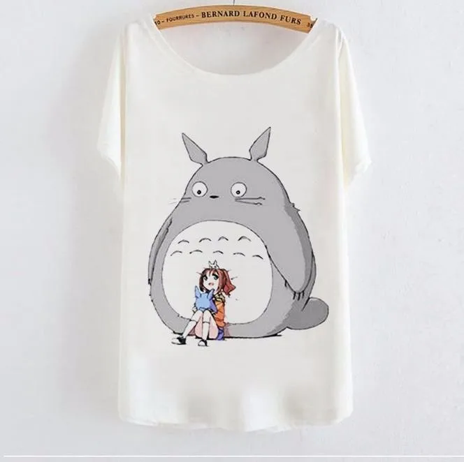 Animal Totoro Print O-neck Graphic Casual T-Shirt