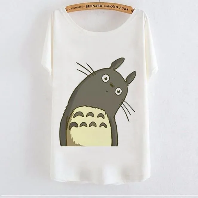 Animal Totoro Print O-neck Graphic Casual T-Shirt