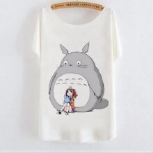 Animal Totoro Print O-neck Graphic Casual T-Shirt Animal Totoro Print O-neck Graphic Casual T-Shirt