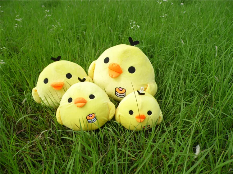 Little Yellow Chicken Figurine & Big Fat Chicken Kawaii Pillow Plush Toy