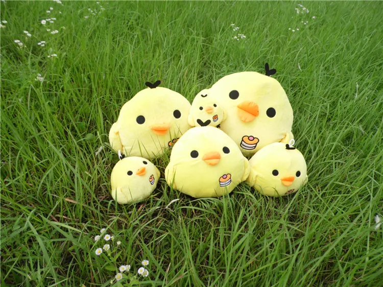 Little Yellow Chicken Figurine & Big Fat Chicken Kawaii Pillow Plush Toy