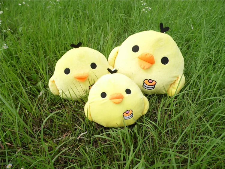Little Yellow Chicken Figurine & Big Fat Chicken Kawaii Pillow Plush Toy
