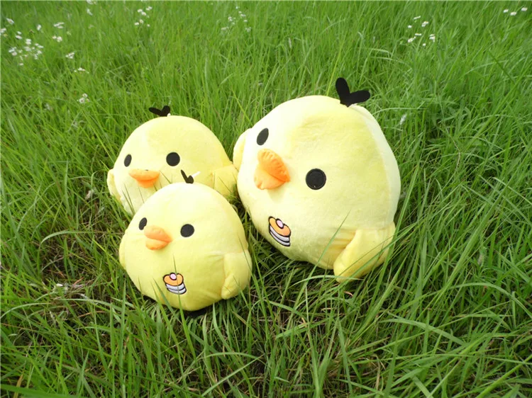 Little Yellow Chicken Figurine & Big Fat Chicken Kawaii Pillow Plush Toy