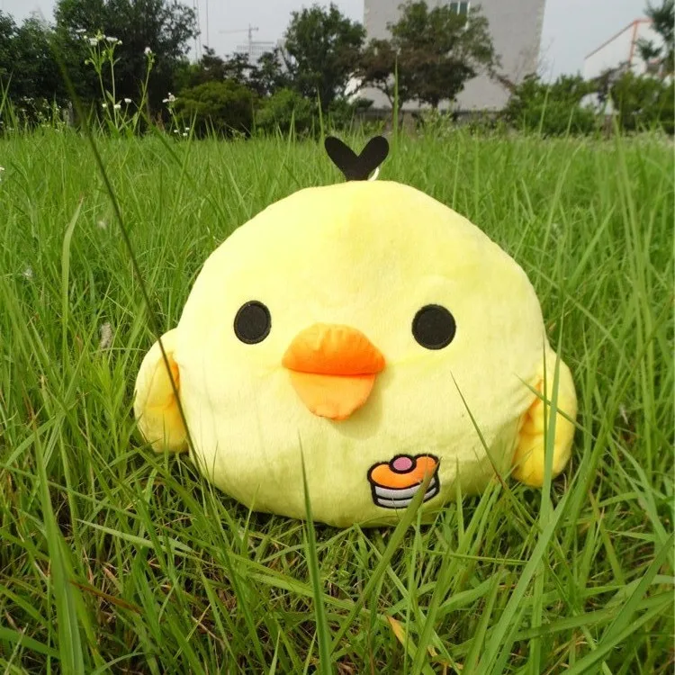 Little Yellow Chicken Figurine & Big Fat Chicken Kawaii Pillow Plush Toy