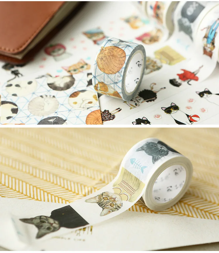 Kawaii Cat Style Scrap Booking Planner Masking Adhesive Tape Kawaii Cat Style Scrap Booking Planner Masking Adhesive Tape