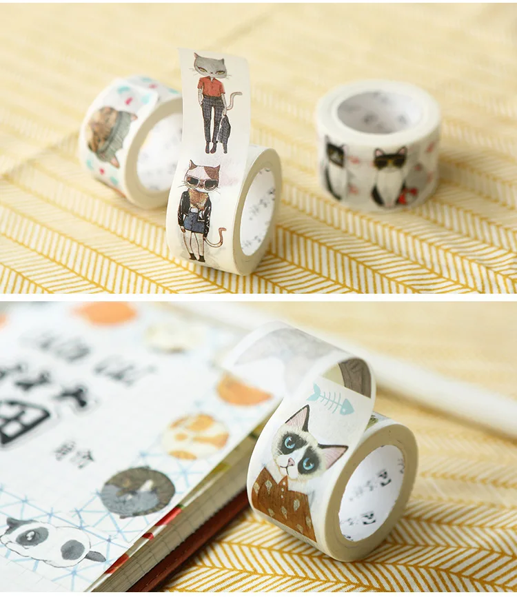 Kawaii Cat Style Scrap Booking Planner Masking Adhesive Tape Kawaii Cat Style Scrap Booking Planner Masking Adhesive Tape