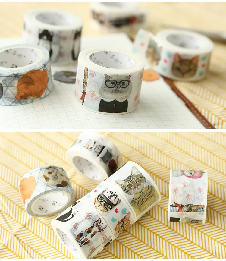 Kawaii Cat Style Scrap Booking Planner Masking Adhesive Tape Kawaii Cat Style Scrap Booking Planner Masking Adhesive Tape