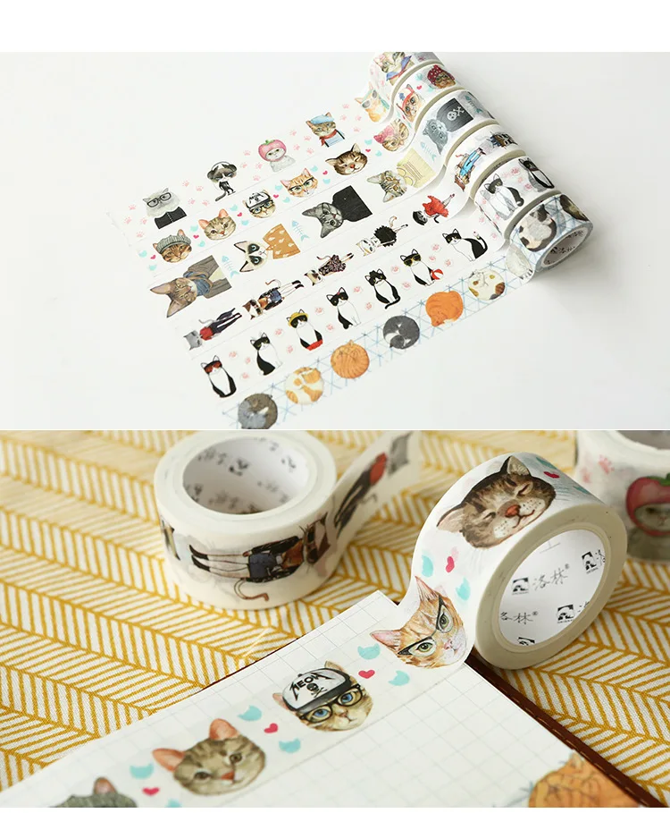 Kawaii Cat Style Scrap Booking Planner Masking Adhesive Tape Kawaii Cat Style Scrap Booking Planner Masking Adhesive Tape
