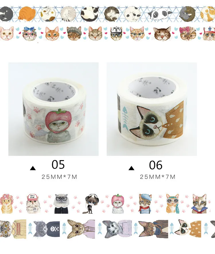 Kawaii Cat Style Scrap Booking Planner Masking Adhesive Tape Kawaii Cat Style Scrap Booking Planner Masking Adhesive Tape