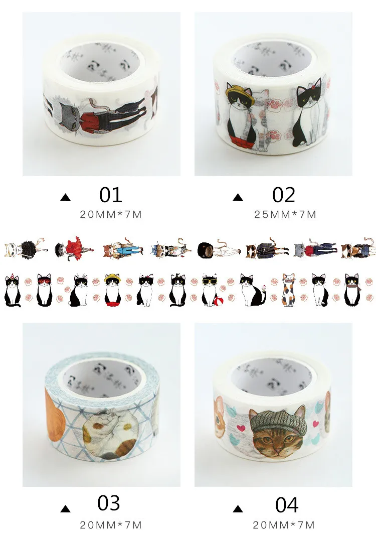 Kawaii Cat Style Scrap Booking Planner Masking Adhesive Tape Kawaii Cat Style Scrap Booking Planner Masking Adhesive Tape