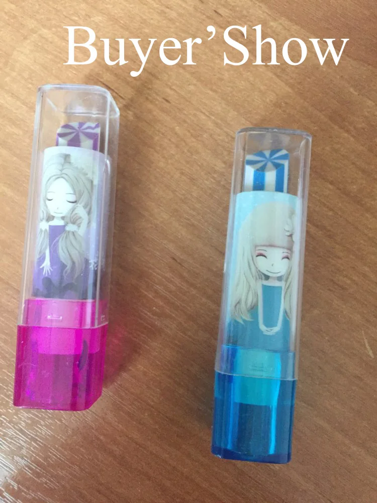 Kawaii Colorful Lipstick Shape Rotary Rubber Eraser