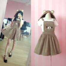 Kawaii Rilakkuma Brown Bear Suspender Overalls Skirt Lolita Dress Kawaii Rilakkuma Brown Bear Suspender Overalls Skirt Lolita Dress