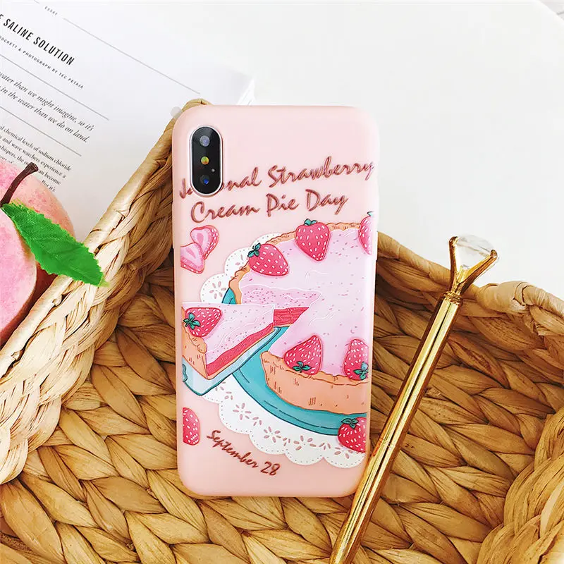 Kawaii Strawberry Cake Soft Silicone Phone Back Case Cover Kawaii Strawberry Cake Soft Silicone Phone Back Case Cover