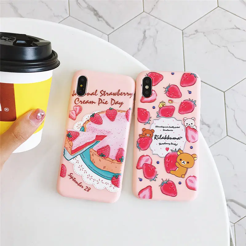 Kawaii Strawberry Cake Soft Silicone Phone Back Case Cover Kawaii Strawberry Cake Soft Silicone Phone Back Case Cover