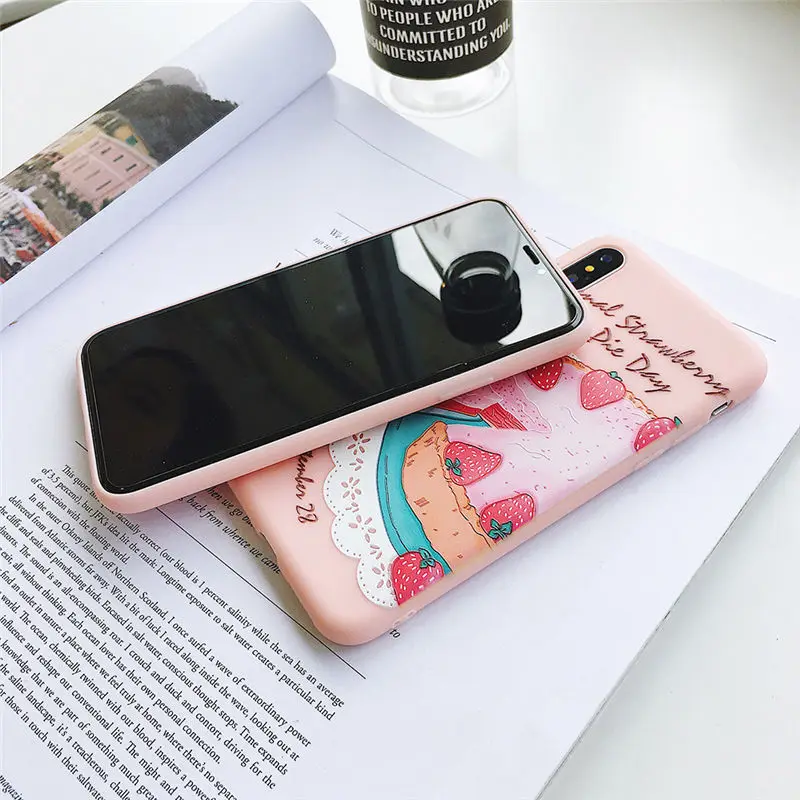 Kawaii Strawberry Cake Soft Silicone Phone Back Case Cover Kawaii Strawberry Cake Soft Silicone Phone Back Case Cover