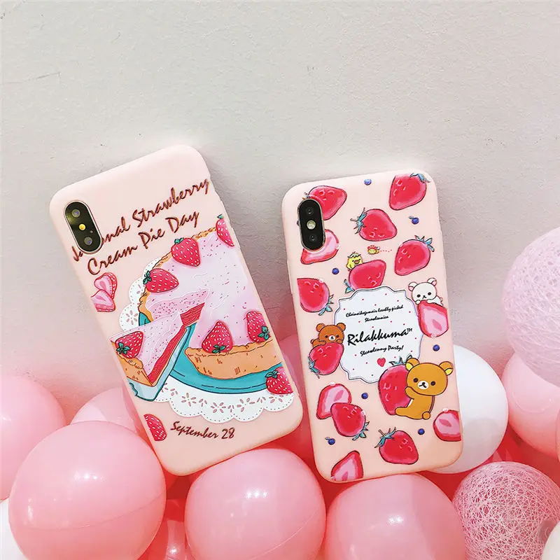 Kawaii Strawberry Cake Soft Silicone Phone Back Case Cover Kawaii Strawberry Cake Soft Silicone Phone Back Case Cover