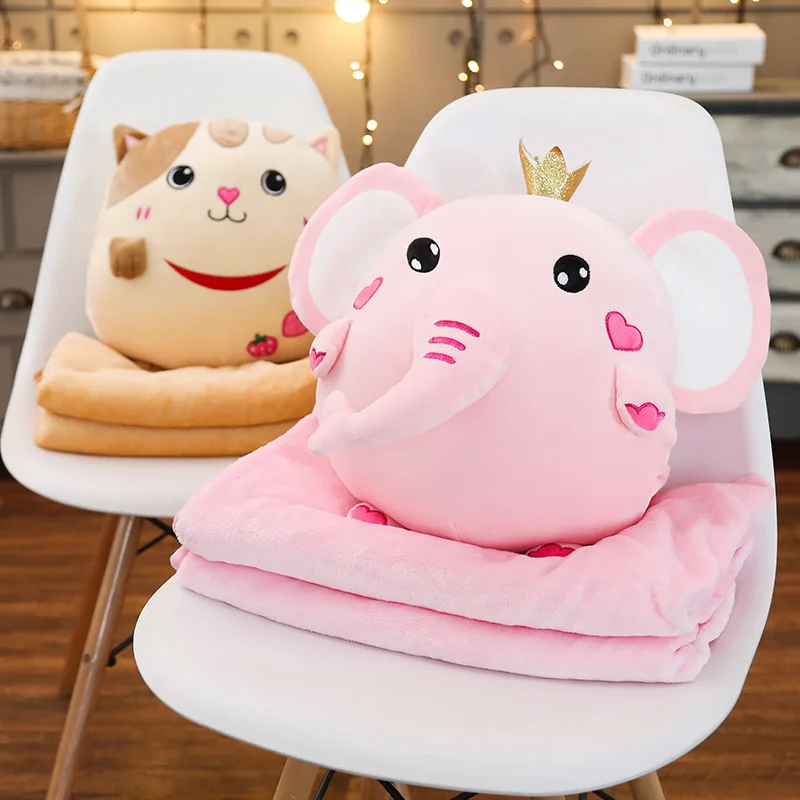 Kawaii Soft Plush Stuffed Cartoon Dolls With Blanket
