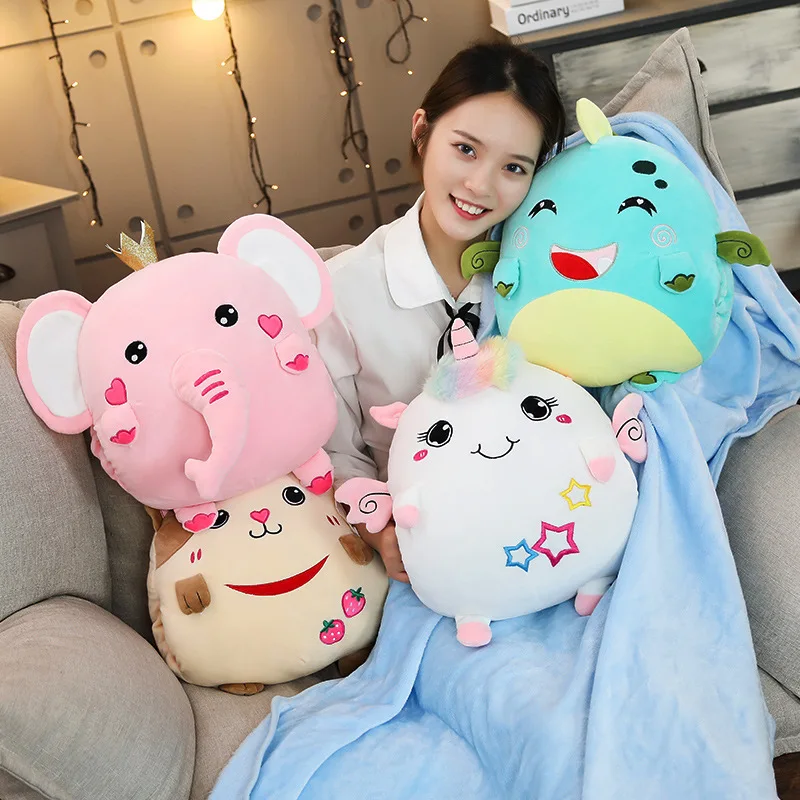 Kawaii Soft Plush Stuffed Cartoon Dolls With Blanket