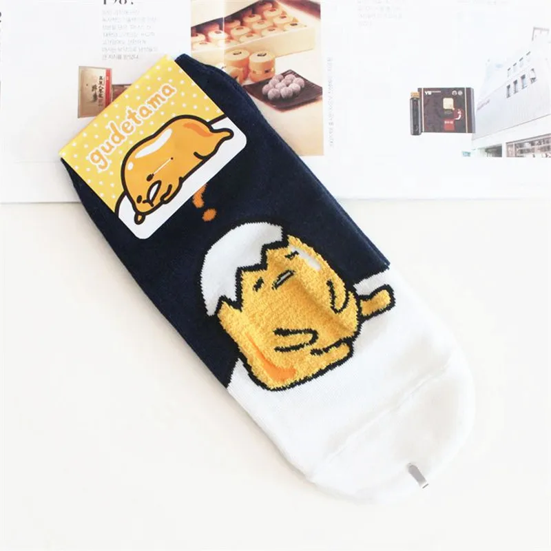 Kawaii Cartoon Gudetama Stitching Pattern Socks