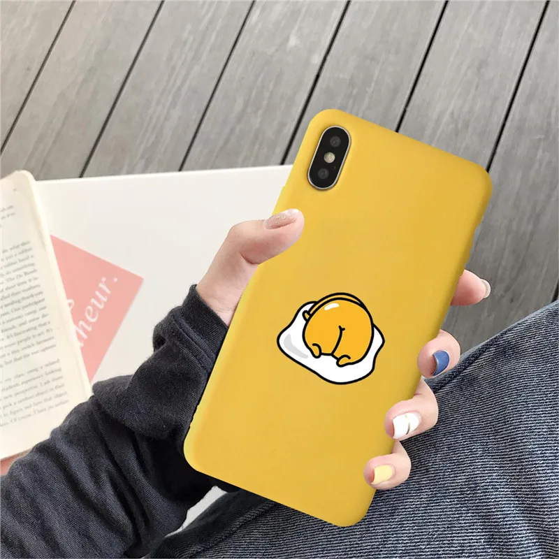 Novelty Yellow Soft Silicone Back Cover Kawaii Gudetama Lazy Egg iPhone Case
