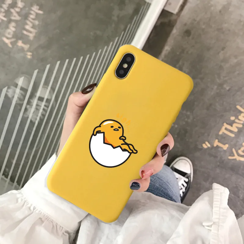 Novelty Yellow Soft Silicone Back Cover Kawaii Gudetama Lazy Egg iPhone Case