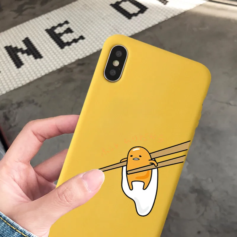 Novelty Yellow Soft Silicone Back Cover Kawaii Gudetama Lazy Egg iPhone Case
